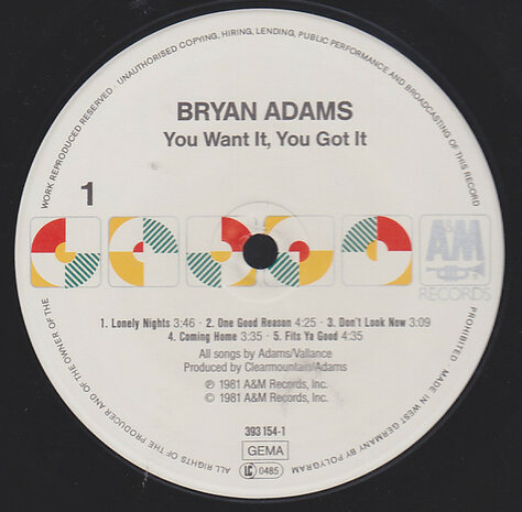 Bryan Adams - You Want It, You Got It (1981)