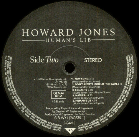 Howard Jones - Human&#039;s Lib (1984)