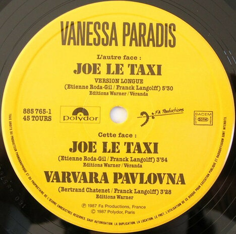 Vanessa Paradis - Joe Le Taxi (1987)