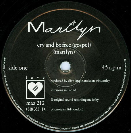 Marilyn - Cry And Be Free (1984)