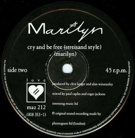 Marilyn - Cry And Be Free (1984)