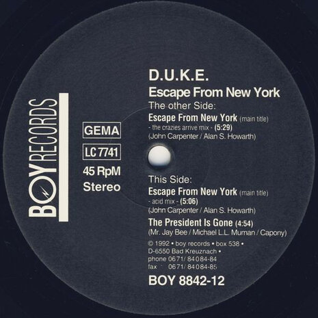 D.U.K.E. - Escape From New York (1992)