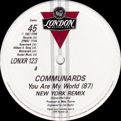 The Communards - You Are My World (New York 87 Remix) (1987)