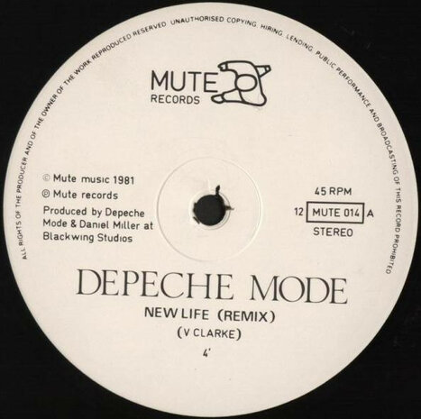 Depeche Mode - New Life (Re Mix) / Shout! (Rio Mix) (1981)