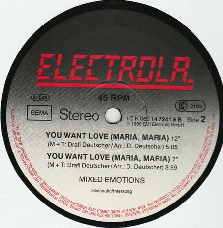 Mixed Emotions - You Want Love (Maria, Maria...) (Special Re-Emotion-Mix) (1987)