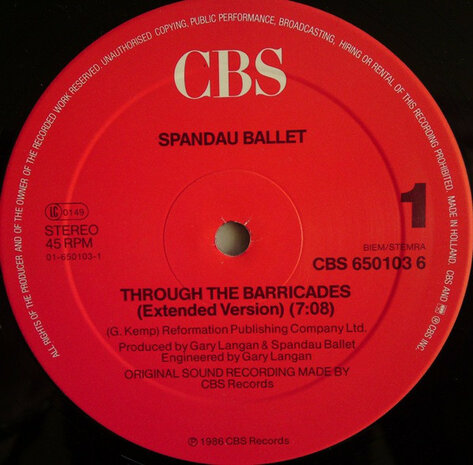 Spandau Ballet - Through The Barricades (Extended Version) (1986)