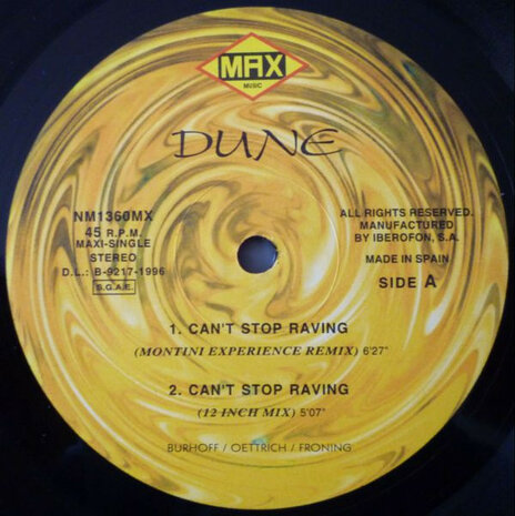 Dune - Can&#039;t Stop Raving (Remixes) (1996)