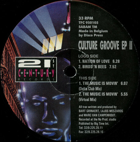 Bart Grinaert, Lajos Mesaros &amp; Marc Van Campenhout / Culture Groove - Culture Groove E.P. II (1995)