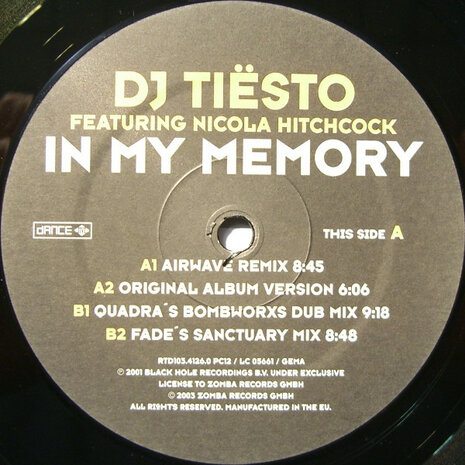 DJ Ti&euml;sto Featuring Nicola Hitchcock - In My Memory (2003)