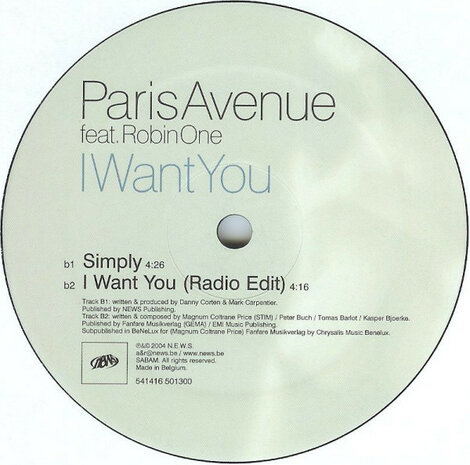 Paris Avenue Feat. Robin One - I Want You (2004)